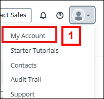 My Account drop-down option